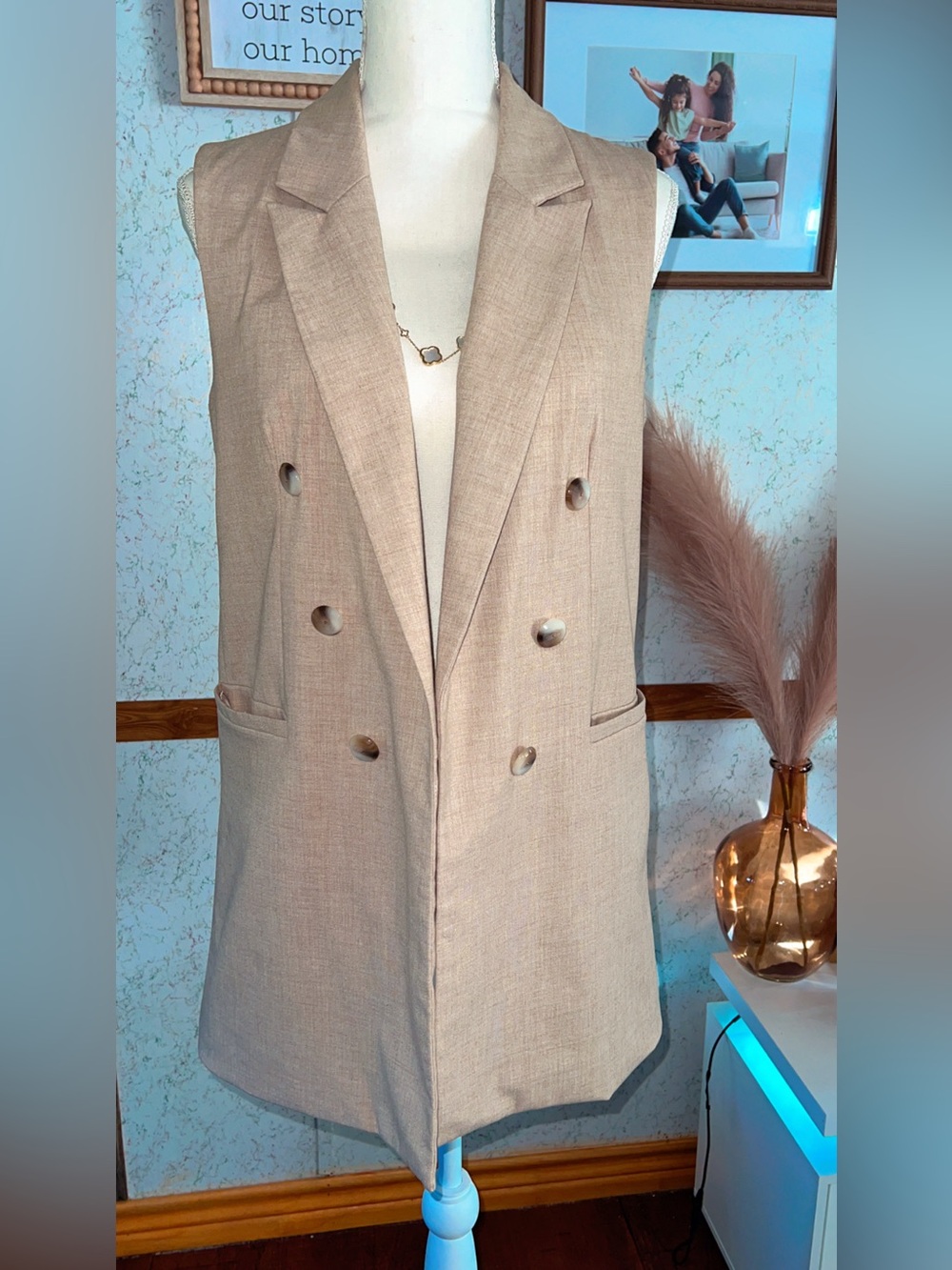 Joie Double-Breasted Long Sleeveless Blazer Vest – Size Small